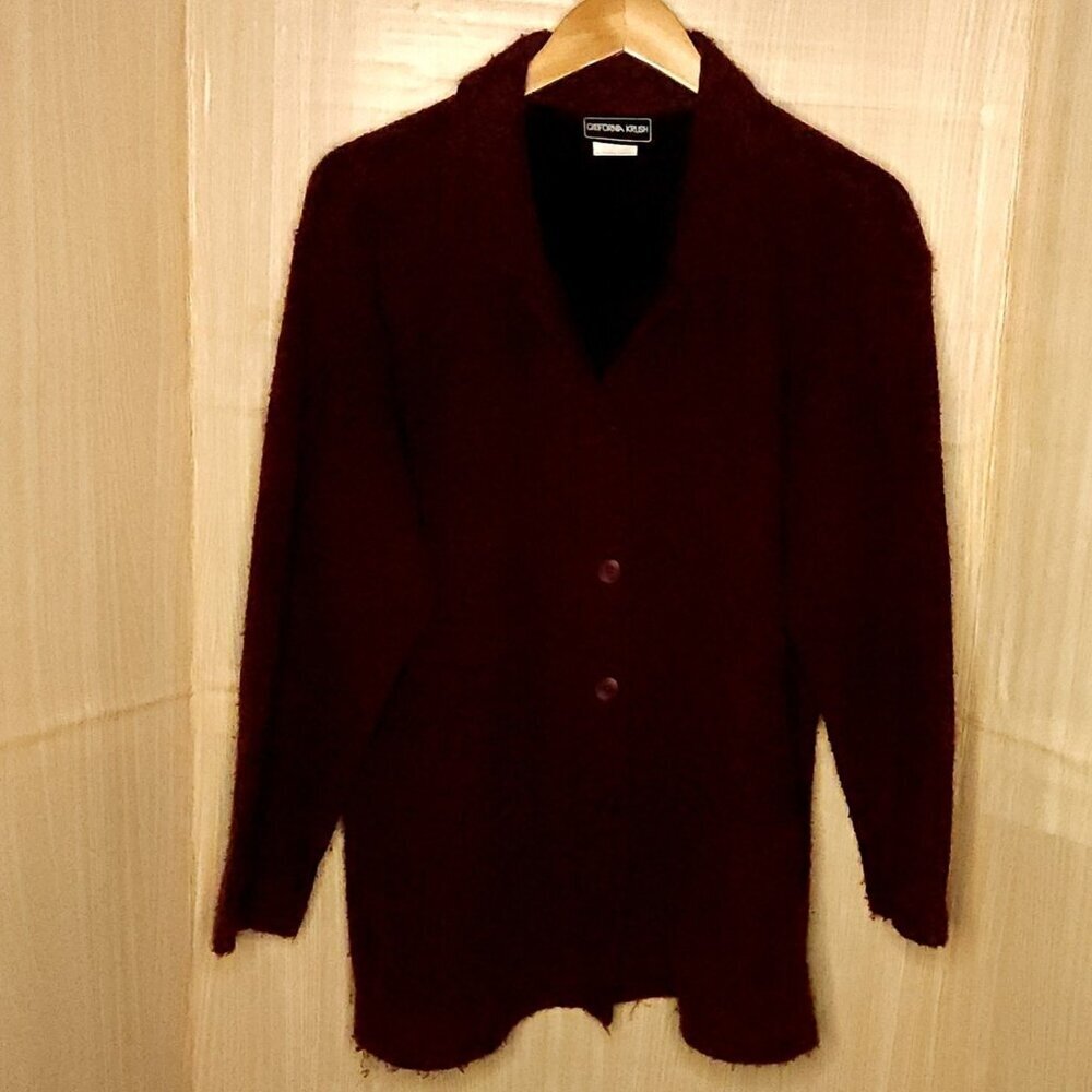 California Krush Women's Maroon Textured Unlined Blazer Large